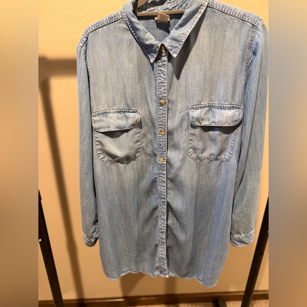 Chico's Blue Denim Collared Shirt